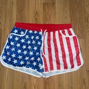 Amazon Red, White, and Blue Star-Striped Women's Athletic Shorts